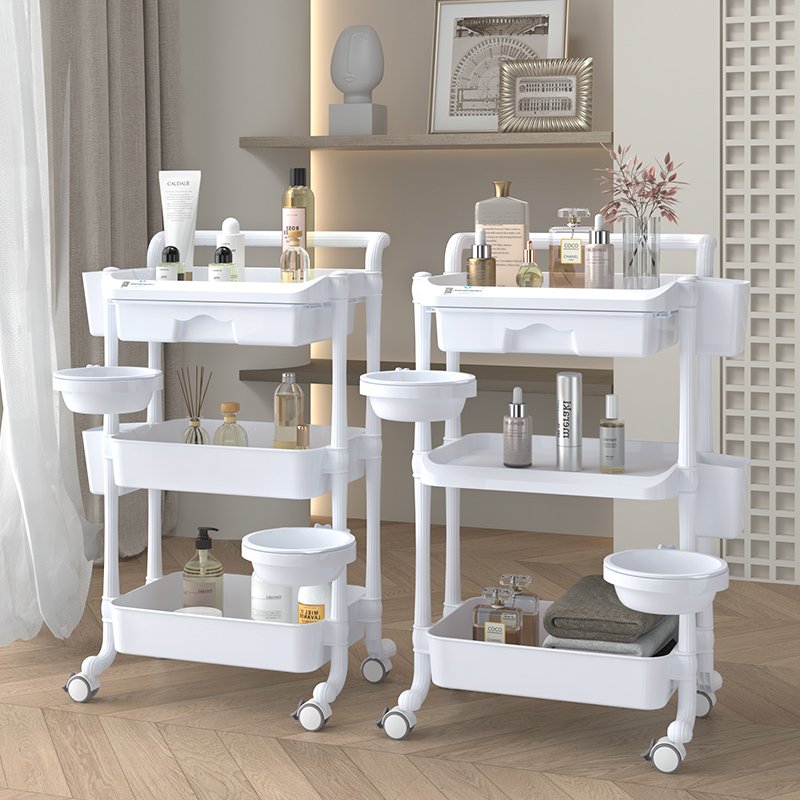 Wholesale Beauty Center Tools Multi-function Storage Large Capacity Storage Stable Support 360 Rotation ABS Beauty Spa Trolley