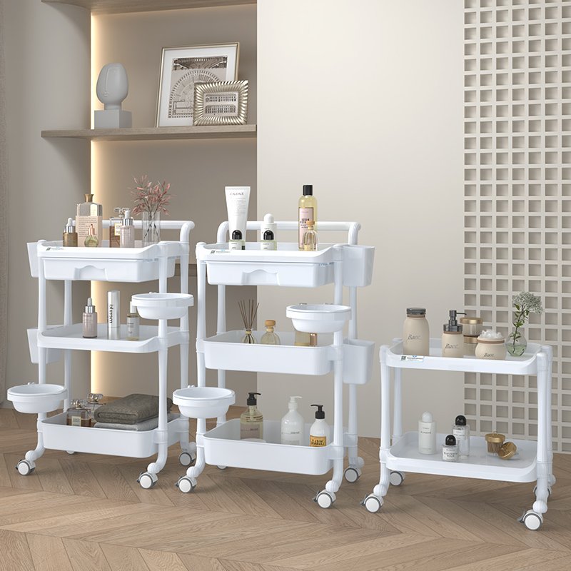 Wholesale Beauty Center Tools Multi-function Storage Large Capacity Storage Stable Support 360 Rotation ABS Beauty Spa Trolley