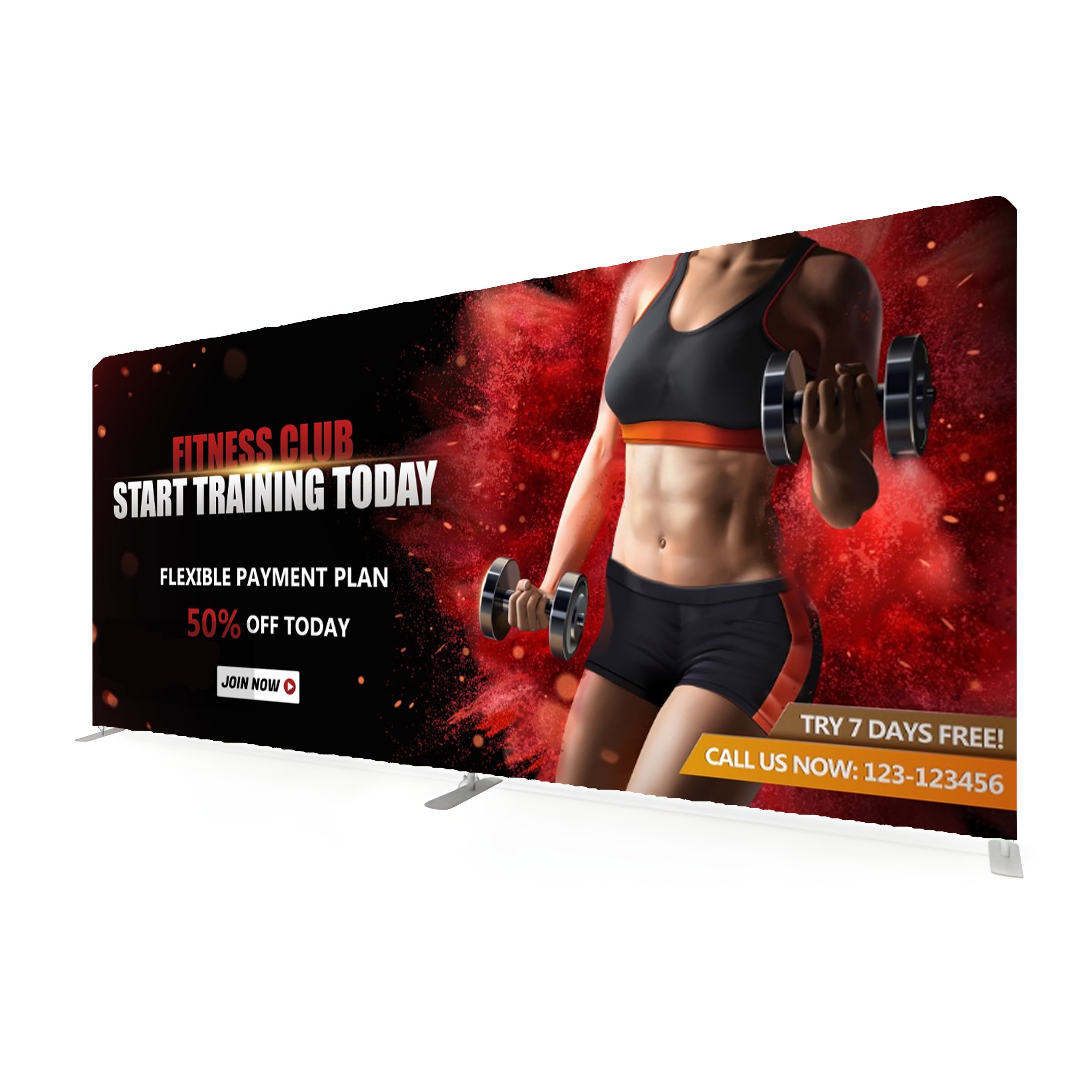 Customized Indoor Exihition Advertising Background 260g Polyester Material Thermal Transfer Printing Pop Banner Stand