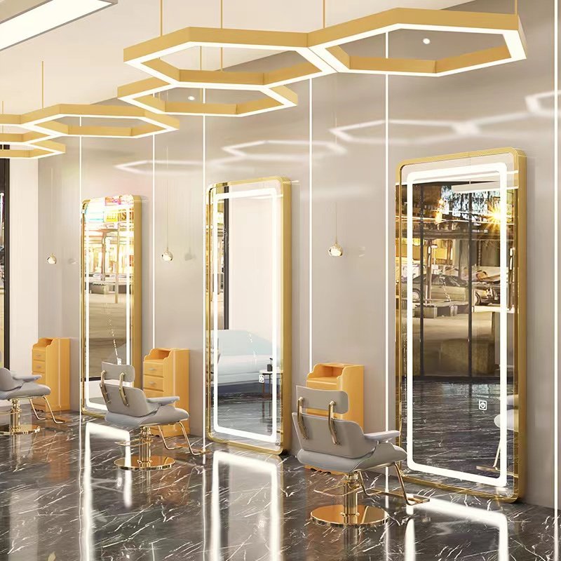 Diant factory customized wall mounted round dresser mirror salon hair table hd mirror with led lights for barbers