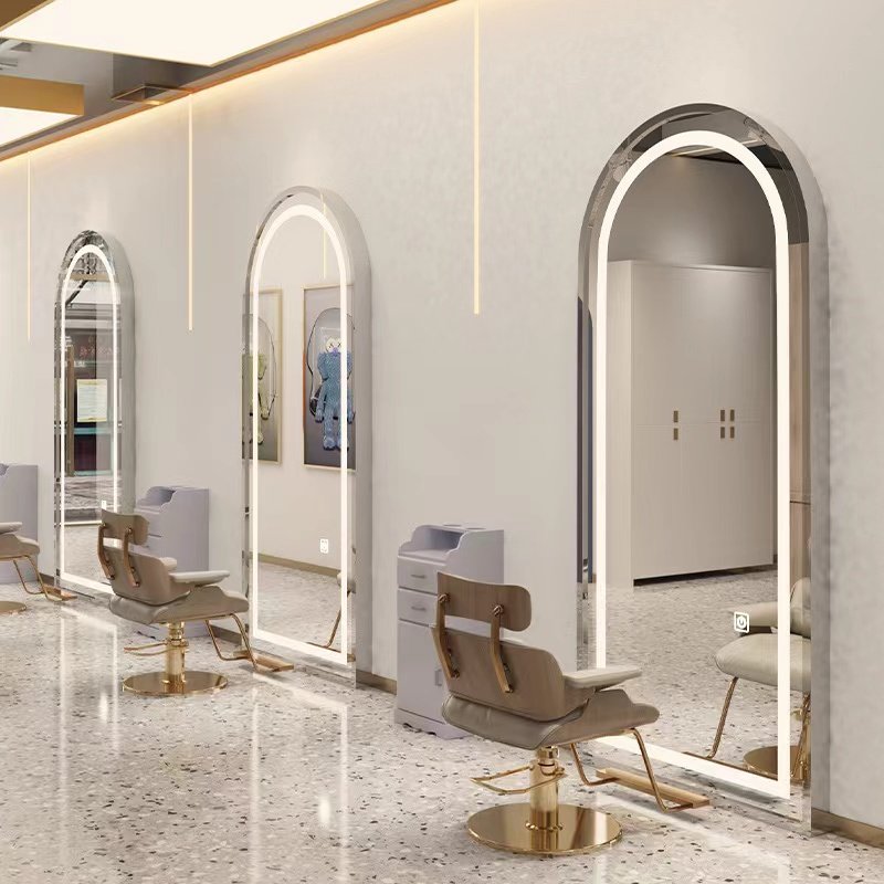 Diant factory customized wall mounted round dresser mirror salon hair table hd mirror with led lights for barbers