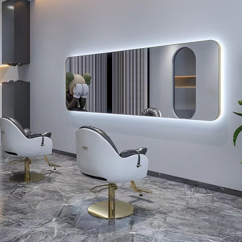 Diant factory customized wall mounted round dresser mirror salon hair table hd mirror with led lights for barbers
