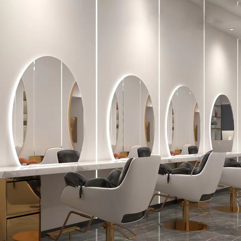 Diant factory customized wall mounted round dresser mirror salon hair table hd mirror with led lights for barbers
