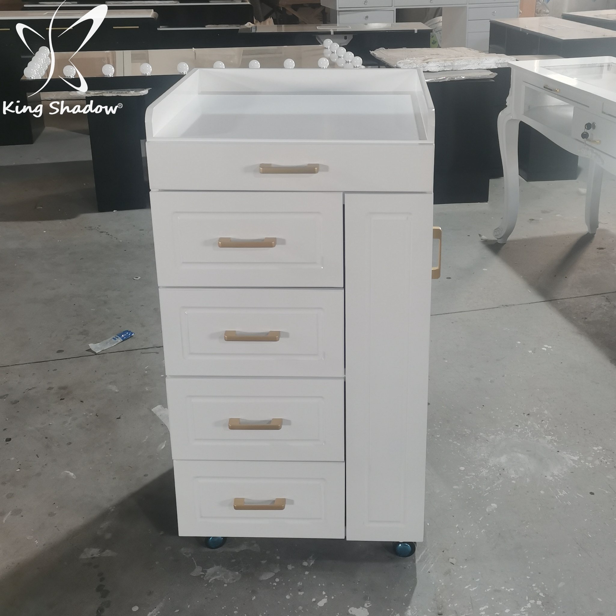 Hairdressing White Salon Trolley Trolley Cart Beauty Salon Room Economic Metal Folding Spa Trolley Salon Furniture Convenient