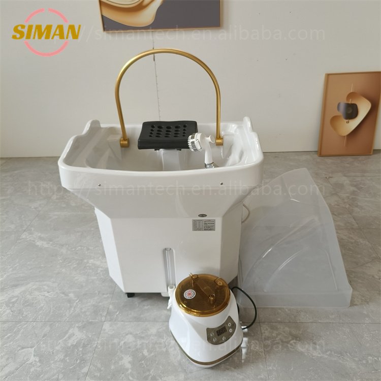 Siman head spa shampoo tank acrylic modern salon sink basin with head therapy and steamer light therapy high quality barbershop
