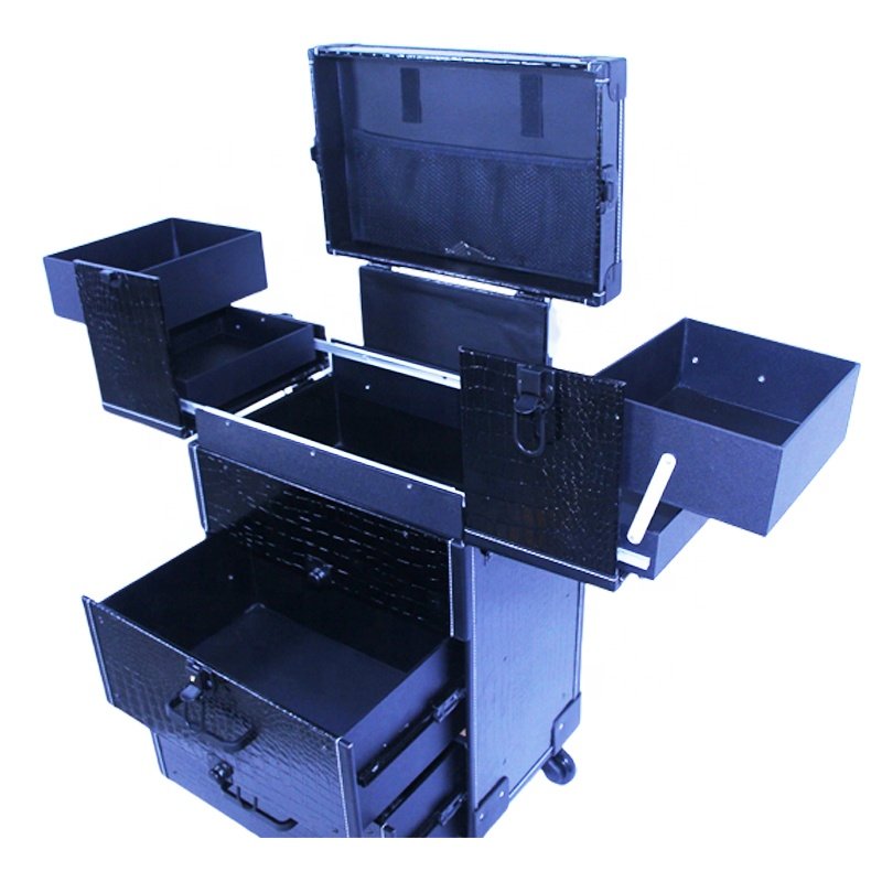 Professional beauty Makeup Train Case barber box with drawers nail case polish storage organizer for trolley nail art