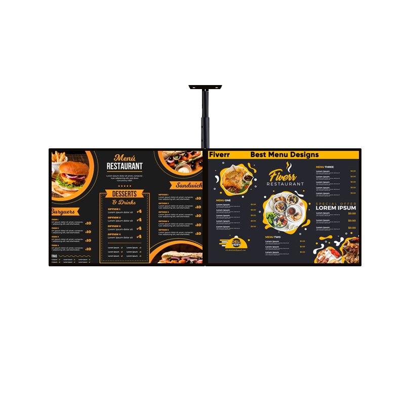 indoor 32 inch Roof ceiling hanging digital menu display board LCD advertising TV screen for restaurant