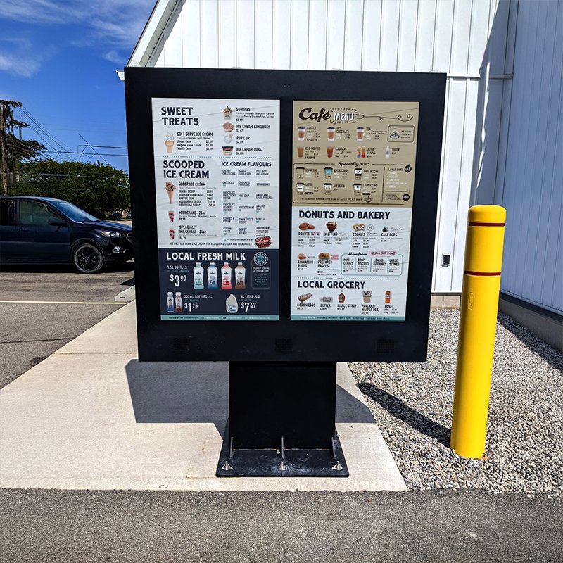 Restaurant Coffee Shop Commercial Drive Thru Menu Board Window 3 Drive Thru Outdoor Digital Signage Totem Speaker With Headset
