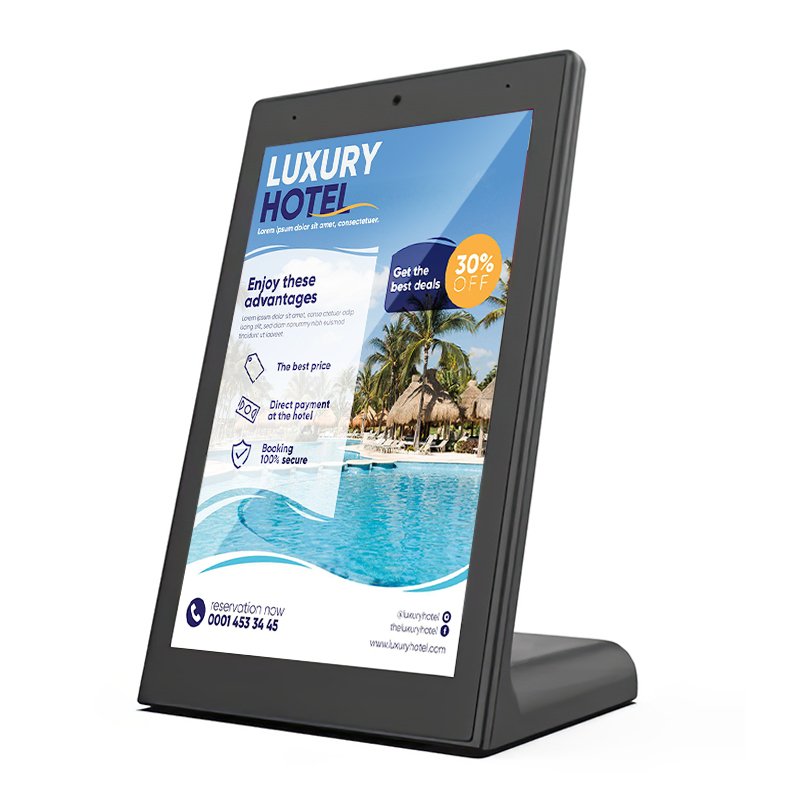 10.1-Inch Vertical Digital Signage for Corporate Office Reception Desk with Meeting Room Scheduling System