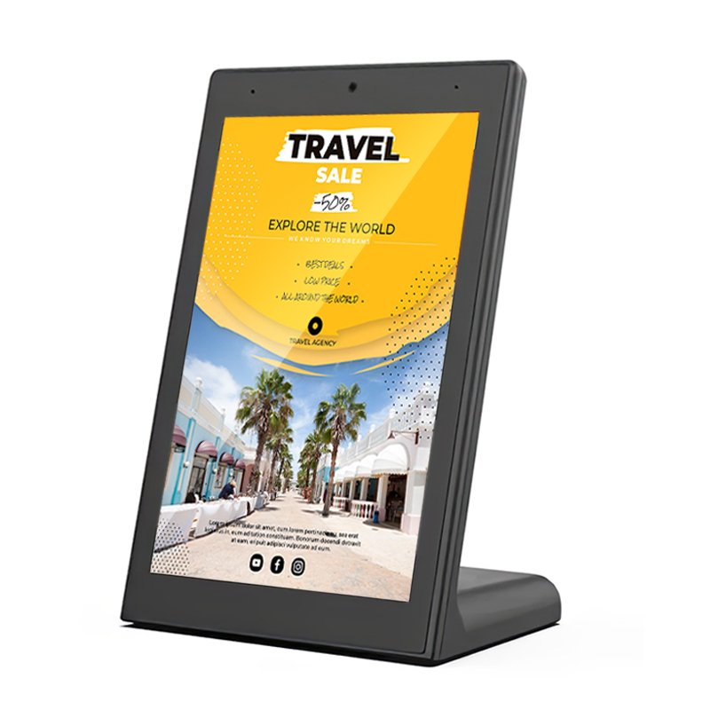 10.1-Inch Vertical Digital Signage for Corporate Office Reception Desk with Meeting Room Scheduling System