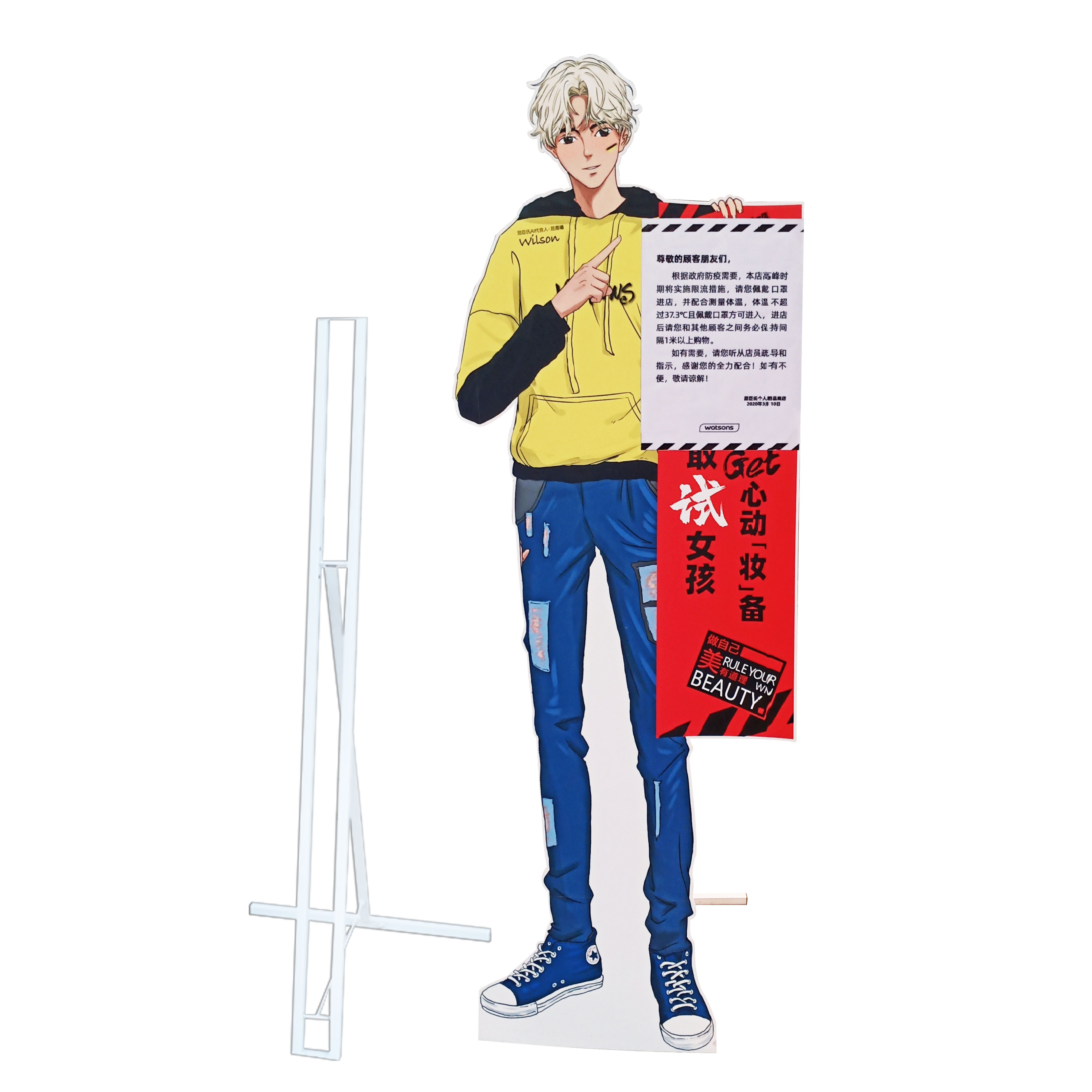 Life-Size Advertising Aluminum Standee Display Board Human Figure Frame for Effective Storefront Promotion