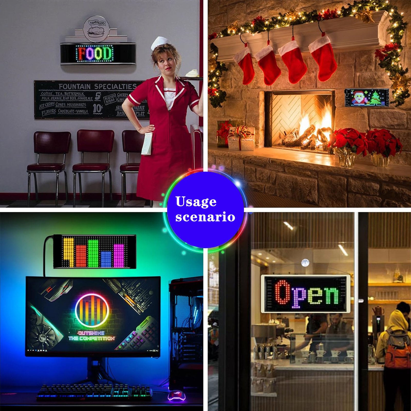 Flexible LED matrix panel LED light identification for automotive Bluetooth intelligent rolling display message board