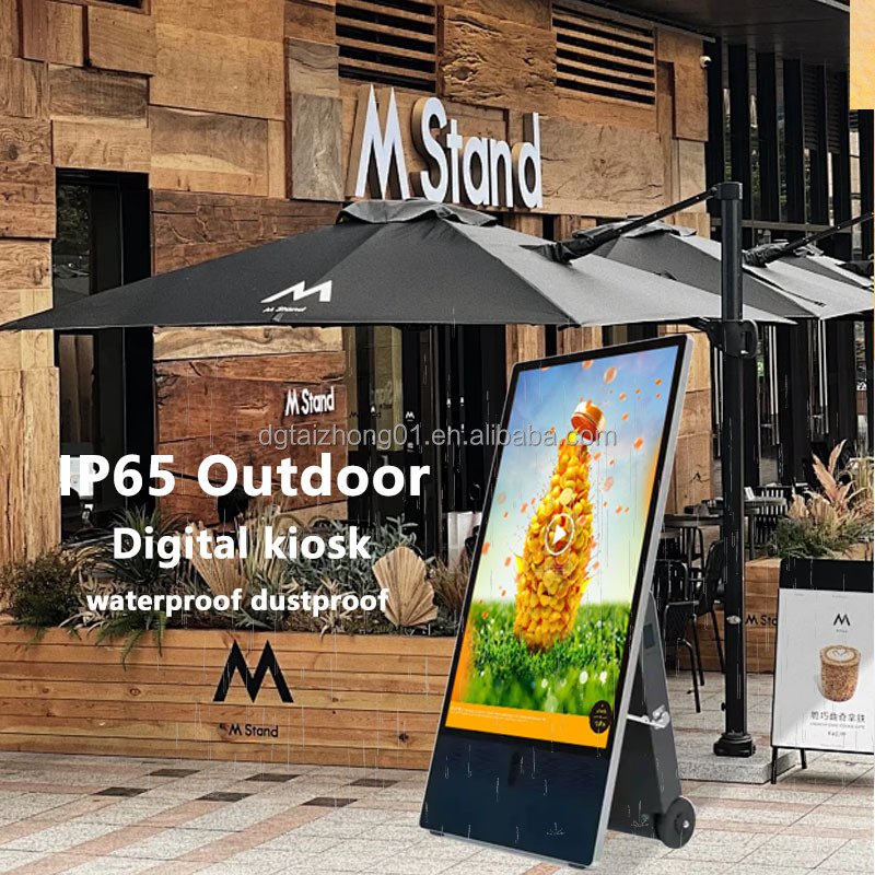 43Inch Full Color Portable lcd/led screens with battery Highlight Mobile Digital Signage And Displays For Outdoor Advertising