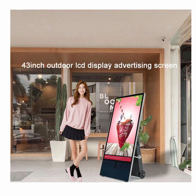 43Inch Full Color Portable lcd/led screens with battery Highlight Mobile Digital Signage And Displays For Outdoor Advertising