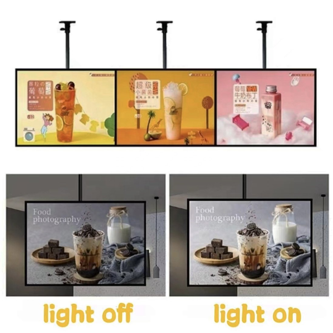 LED Aluminum Profile Brightness Hanging Fast Food Menu Light Box Poster Display Backlit Magnetic LED Light Box For Advertising