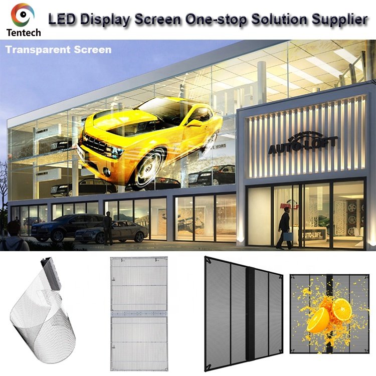 Tentech Pantallas Videotron Poster Digital Signage Advertising Billboard Video Wall Panel 3D Display Film Transparent LED Screen