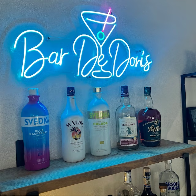 Custom logo letter illuminated light advertising acrylic board sign business bar store rgb led neon flex