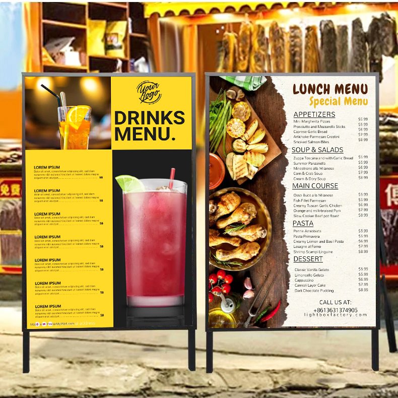 A LED Frame Poster Stand Advertising Pavement Sidewalk Sign Display Stand LED Frame Light Box For Advertising