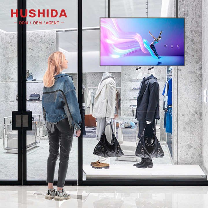 4K Indoor Advertising Displayer Hanging 2000nits High Brightness LCD Screen Digital Menu Board Advertising Window LCD Display