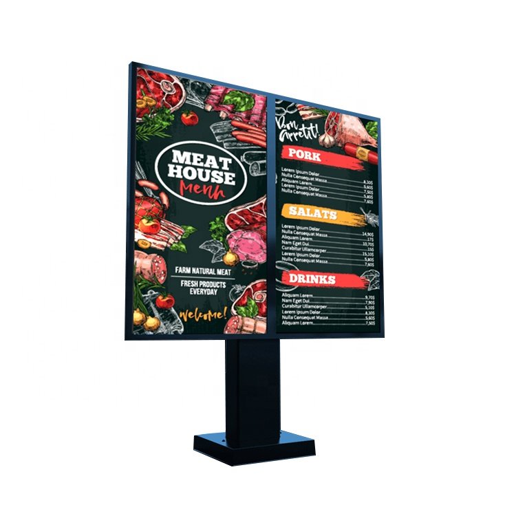 55" Outdoor KIOSK Double Display LCD Advertising Machine High Brightness Drive Thru Order Menu Outdoor Digital Infomation Screen