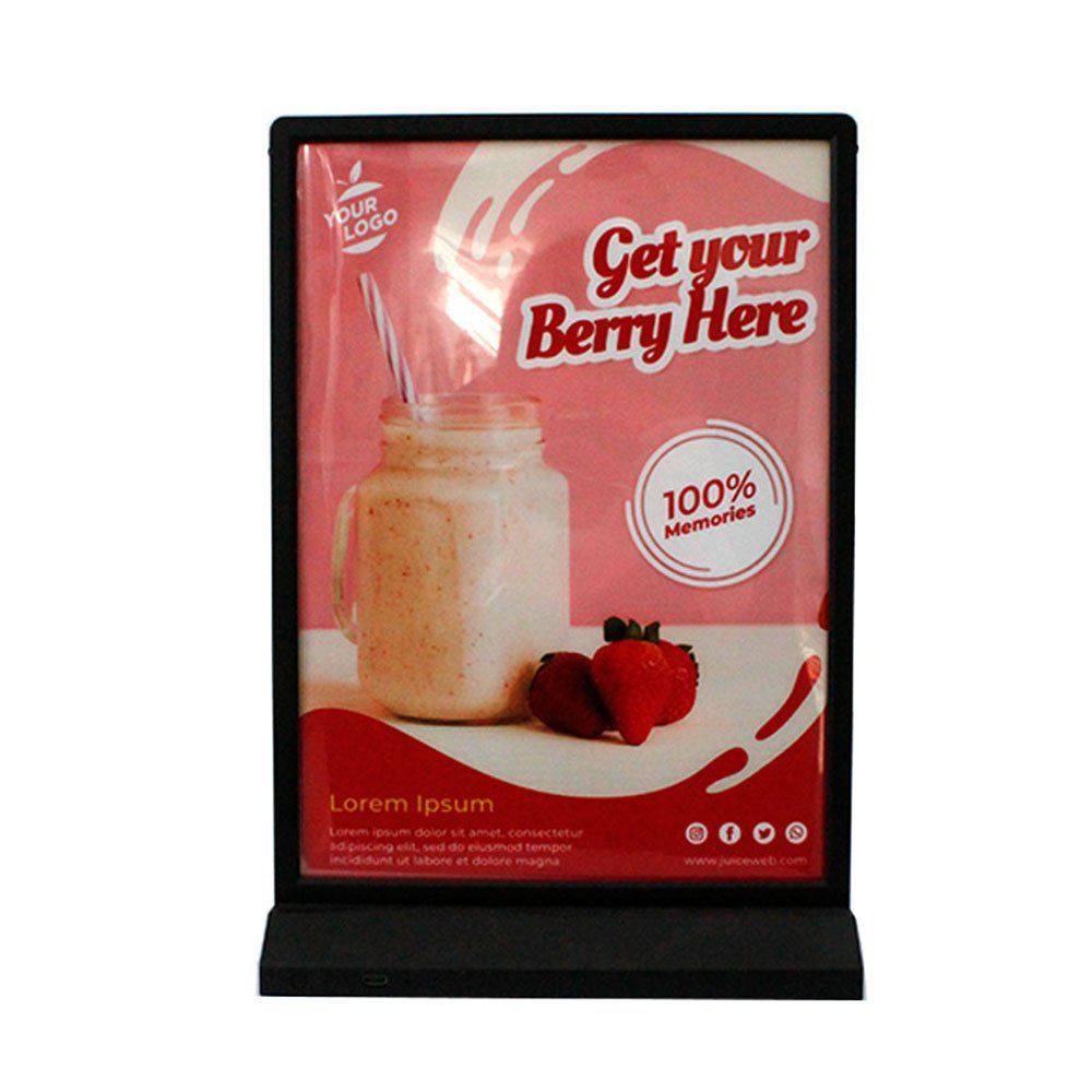 A5 Size Plastic Rechargeable Desktop Advertising Displayed Menu Board Ultra Thin Led Light Box