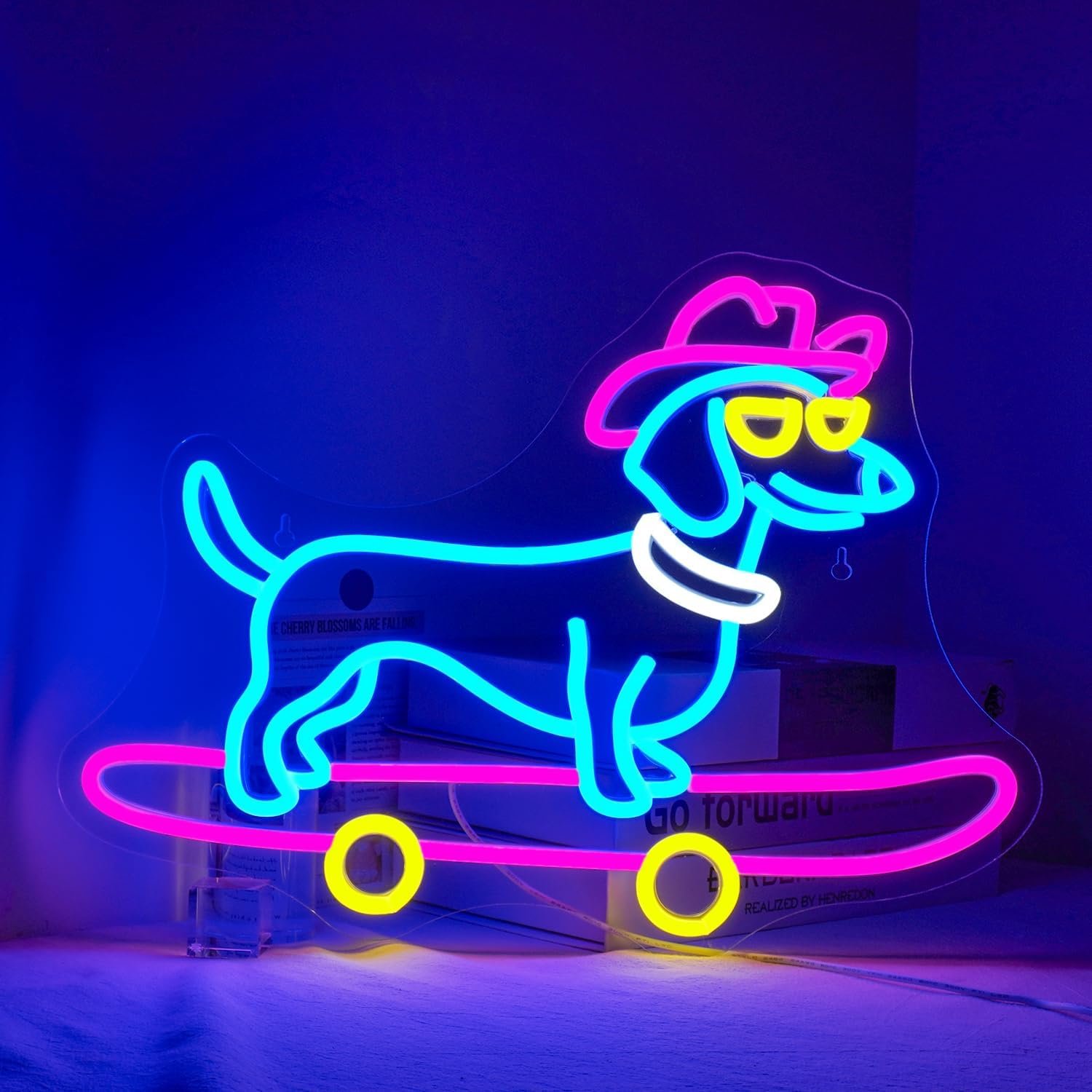 Hanging Acrylic Sign Board Lovely Puppy Led Logo Lighting Led Neon Signs with USB Connector for Indoor Decoration