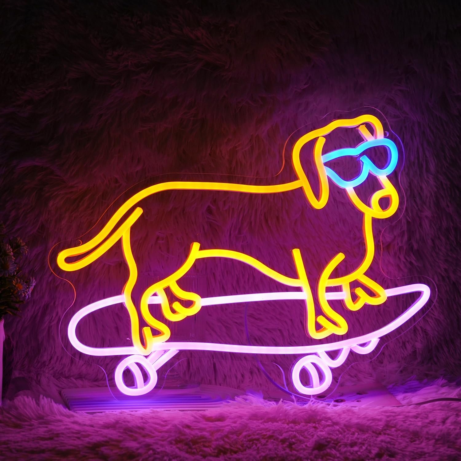 Hanging Acrylic Sign Board Lovely Puppy Led Logo Lighting Led Neon Signs with USB Connector for Indoor Decoration