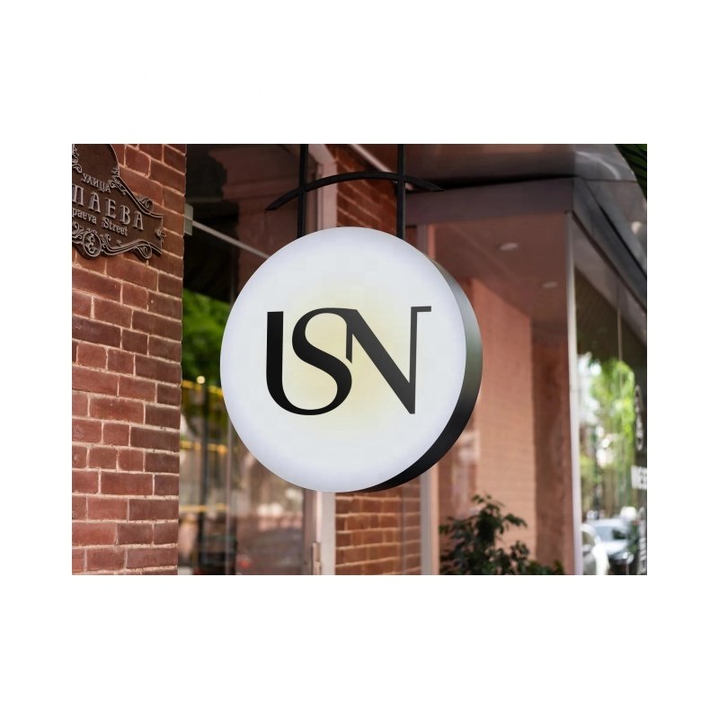 Customized Wall Mounted Led Double-Sided Light Box Sign Square Blank Outdoor Light Box Sign Round Light Box