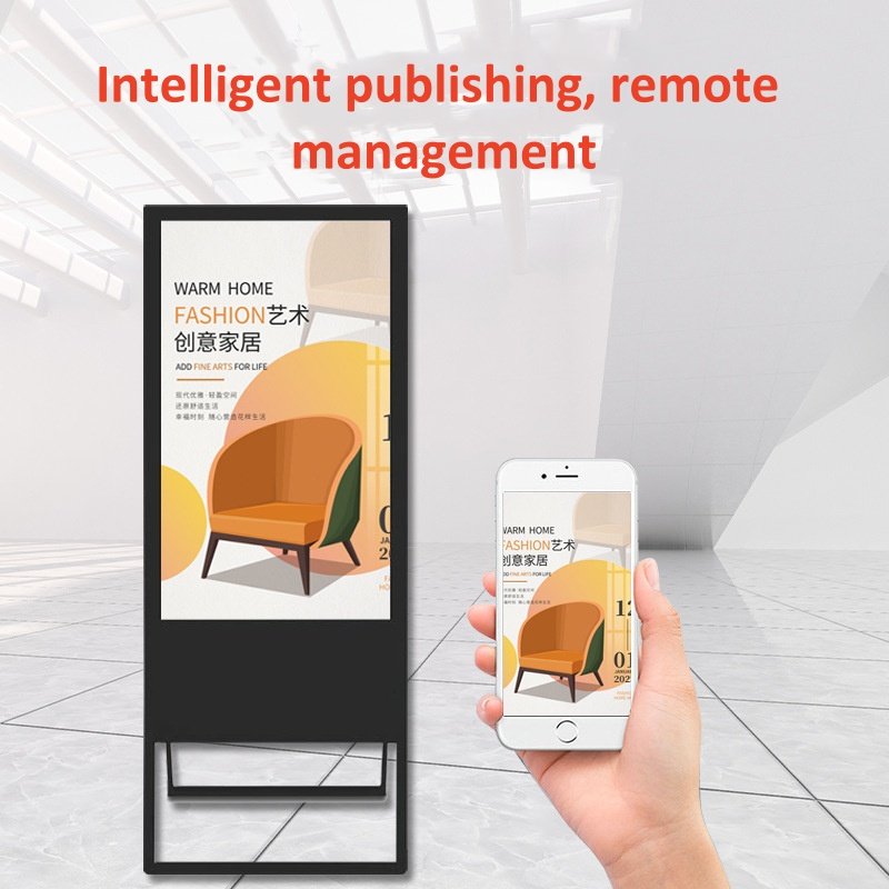 Removable floor standing HD screen LCD monitor advertising display electronic signage portable lcd digital poster board