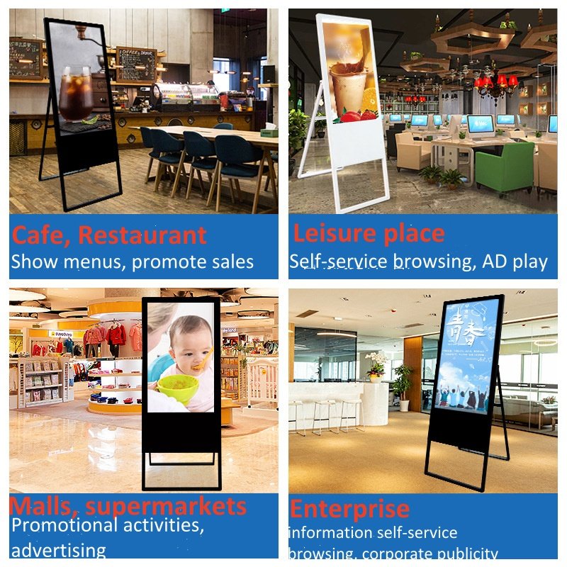 Removable floor standing HD screen LCD monitor advertising display electronic signage portable lcd digital poster board