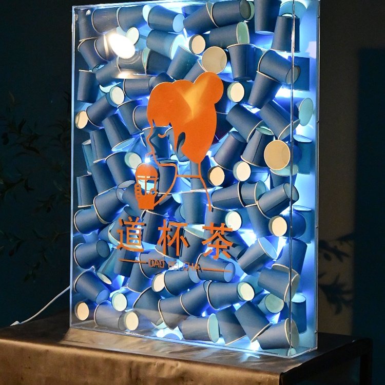 Hot Sale Net red Personality LED luminous paper cup advertising transparent acrylic light boxes