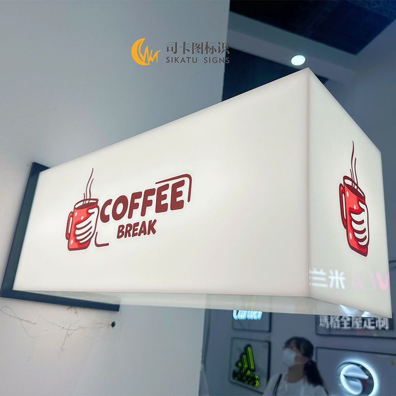 Custom Acrylic LED Lightbox Home Mall Advertising DC/AC Powered Hanging Board Signboard Side Sign Board Box Company Bar Sign