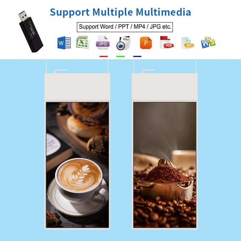 ZCLH Indoor 43 49 55" Wall Mount Advertising Screen Wall Hanging Fast food Digital Menu Boards Advertising Player