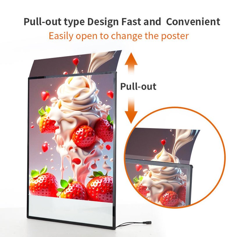 A1A2A3A4 Slim LED Advertising Light Box Glass Front Panel Aluminum Snap Frame indoor Use Restaurants Shops led poster frame
