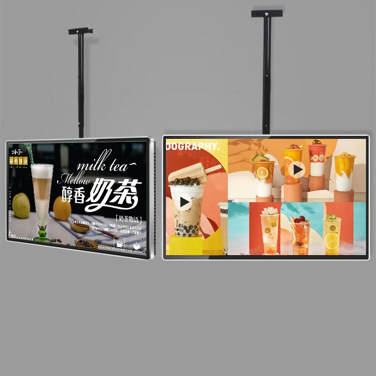 Coffee house fast food restaurant hanging wall mounted HD screen 55 inch LCD digital signage and display digital menu board