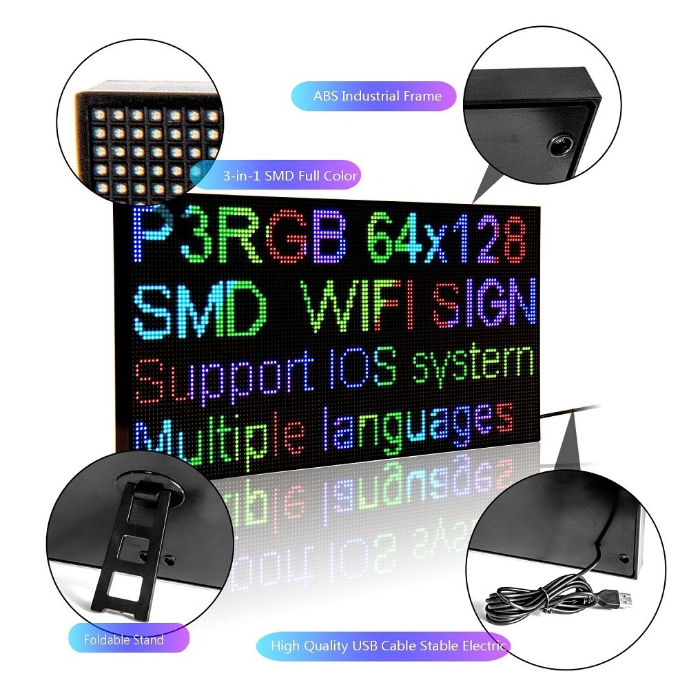 P3 Led Advertising Display Board WiFi Programmable Dynamic Message Portable Led Screen Panel Module Desktop Advertising Screen