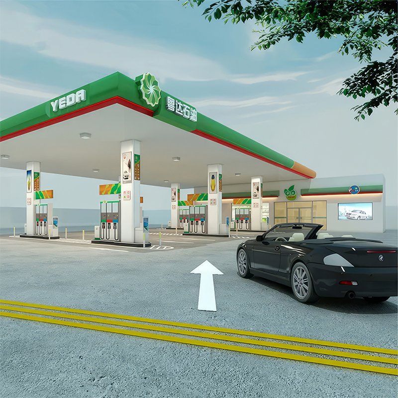 Manufacturer Gas Station Gasoline Kiosk Aluminum Fuel Filling Station Ceiling Mini Gas Station Pylon Sign For Mall