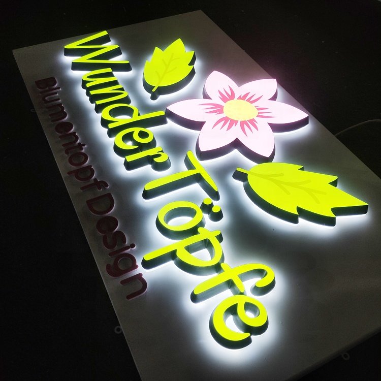Custom business logo signs advertising acrylic 3d led light sign backlit frontlit logo letter custom led sign for business shop