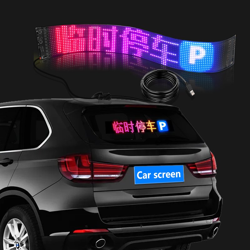 Waterproof Flexible LED Car Sign Full Color Display Screen Glowing Scrolling Messages For Business Advertising Car LED Stickers