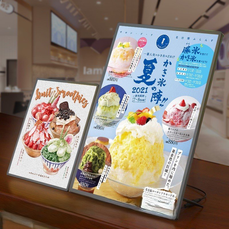 Desktop Slim Light Box for Table Use Led Advertising Light Box A2/A3/A4 Custom Temper Glass Panel LED High Brightness Menu Board