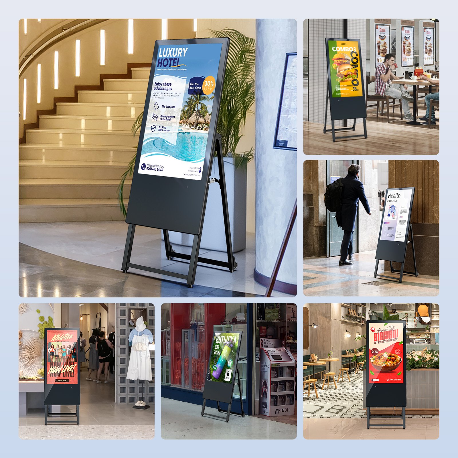 MWE Floor Standing Digital Menu Board 32 Inch Restaurant Cafe Shop Menu Poster Stand Lcd Digital Signage Display Kiosk Ad Player