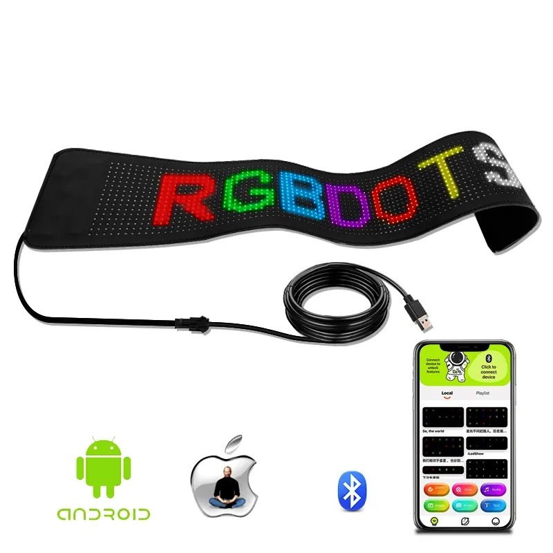 Ultra Thin Flexible Led Screen LED Matrix Pixel Panel smart car led sign advertising dynamic screen glow led panel for car