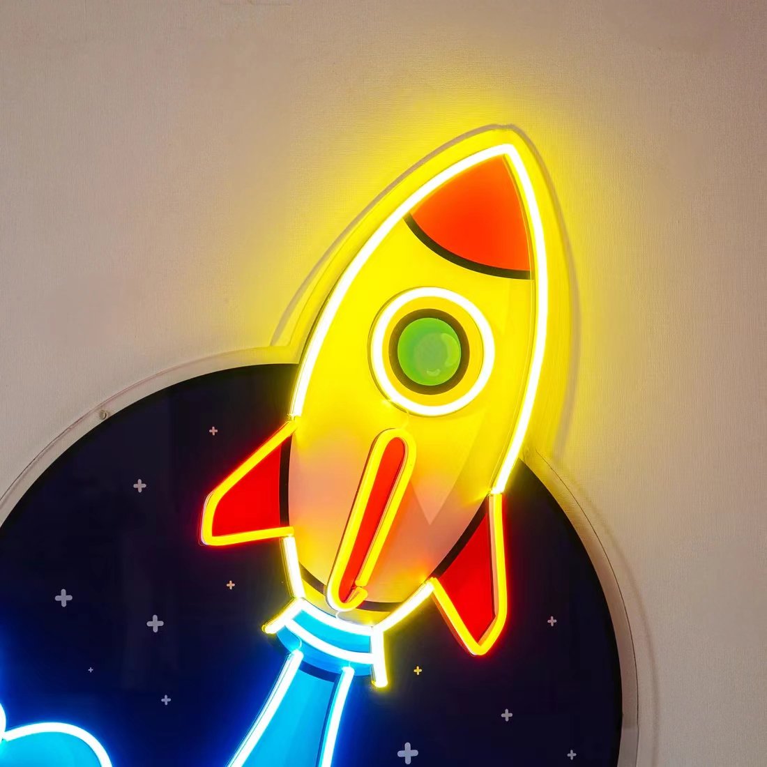 Factory Custom LED Neon Rocket Led Neon Acrylic Board Artwork Neon Lights Battery Operated Wall Art Sign Decoration For Bedroom