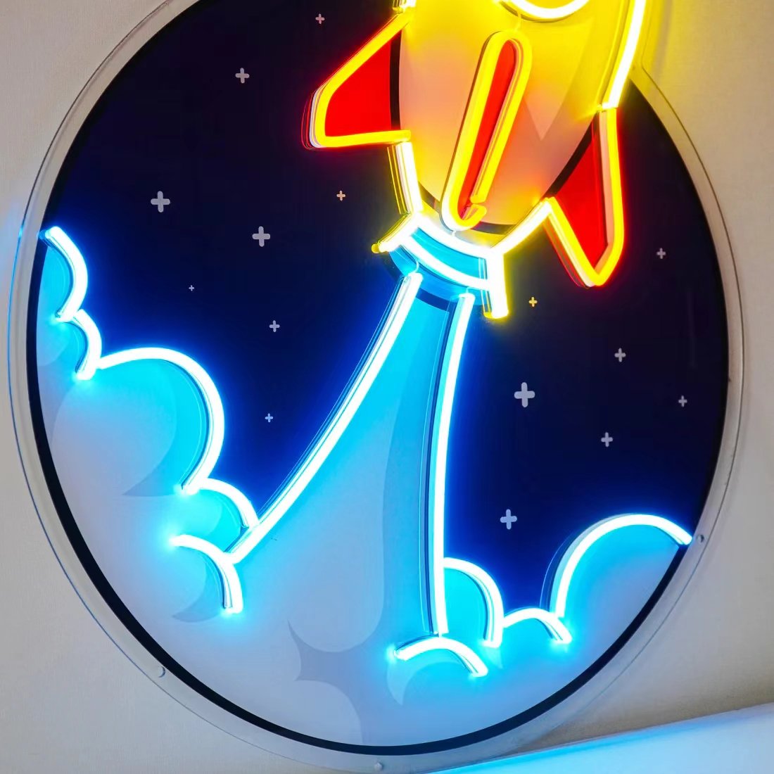Factory Custom LED Neon Rocket Led Neon Acrylic Board Artwork Neon Lights Battery Operated Wall Art Sign Decoration For Bedroom