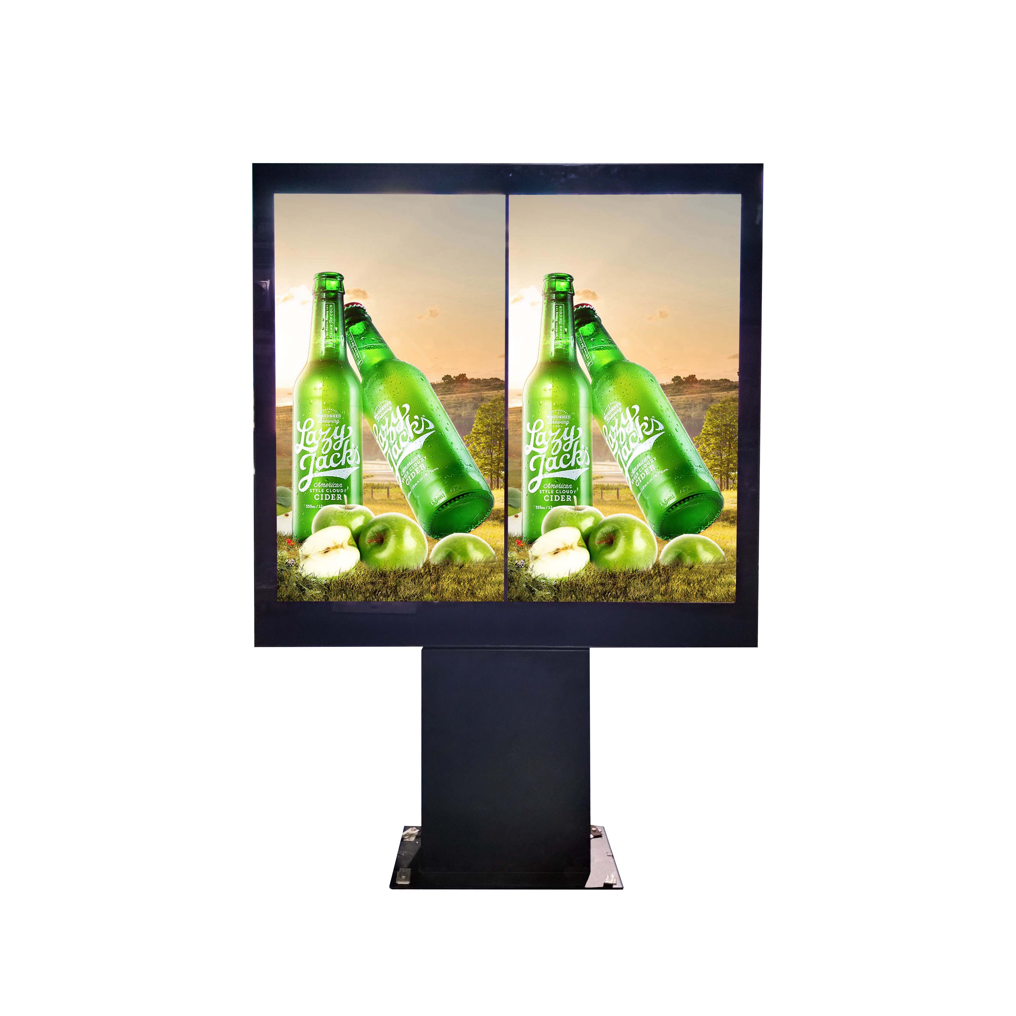 65 INCH 1*2 Drive-Thru Digital Menu Board Sunshine Readable LCD Panel Advertising Kiosk Touch Screen with display rack