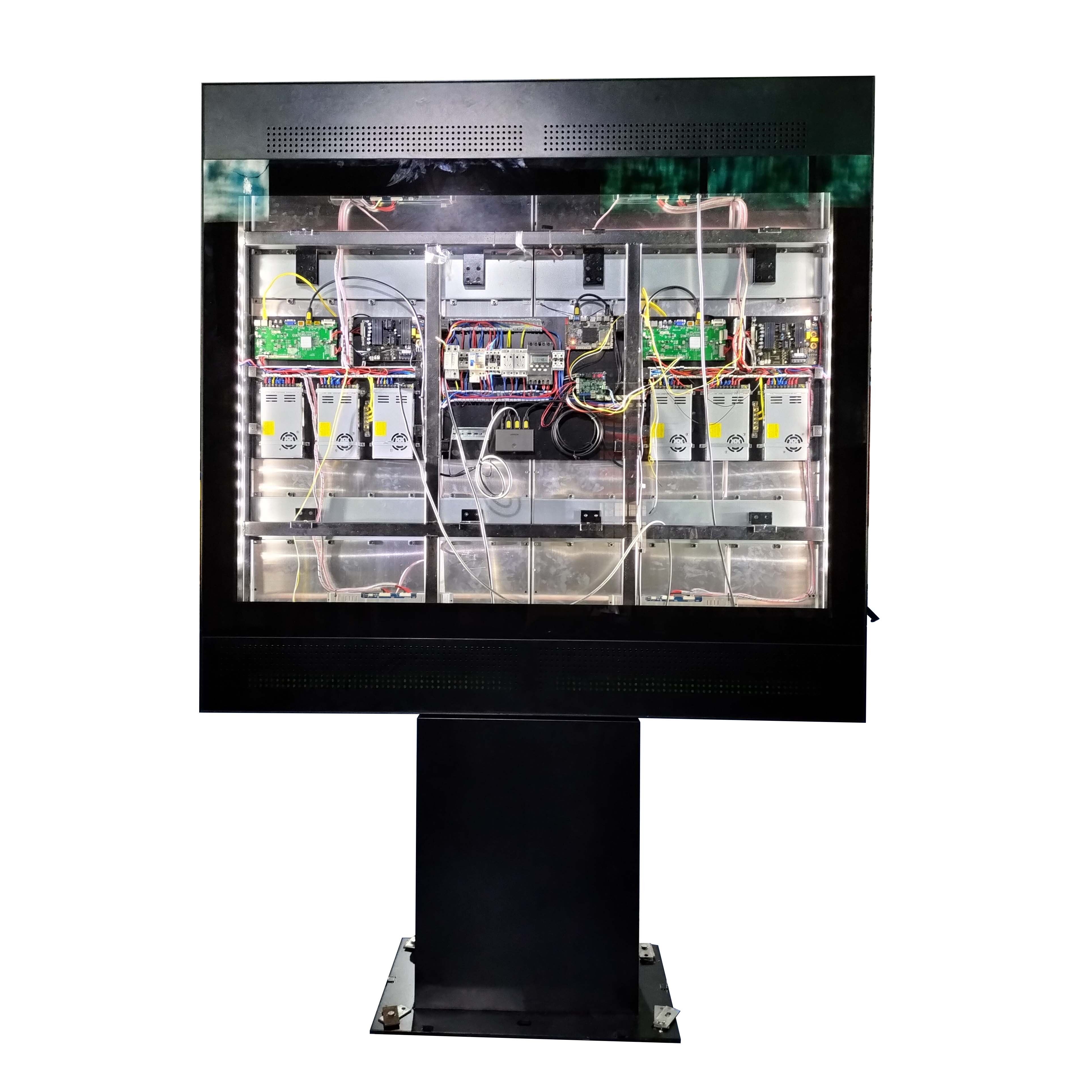 65 INCH 1*2 Drive-Thru Digital Menu Board Sunshine Readable LCD Panel Advertising Kiosk Touch Screen with display rack