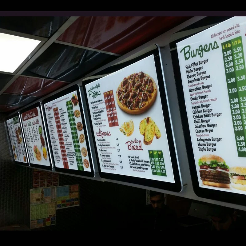 Aluminum Display Board Light Box Cafe Box Menu LED Advertising Menu Board For Restaurant Menu order light box Food