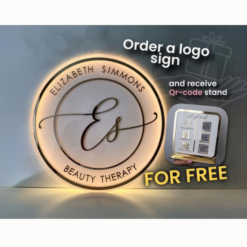 Custom 3d Acrylic Logo Led Sign Board Commercial Golden Backlit Led Acrylic Plaque Shop Name Signs for studio salon