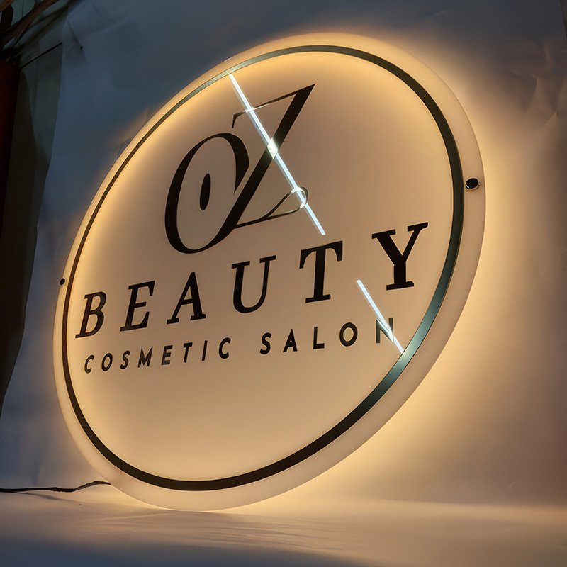 Custom 3d Acrylic Logo Led Sign Board Commercial Golden Backlit Led Acrylic Plaque Shop Name Signs for studio salon