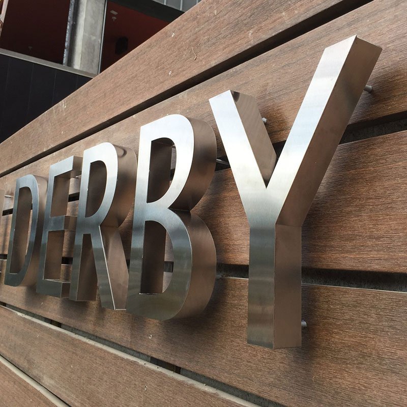 Commercial Wall Sign 3D Illuminated Letters Backlit Led Logo Rose Gold Stainless Steel Metal Light Up Channel Letters Sign